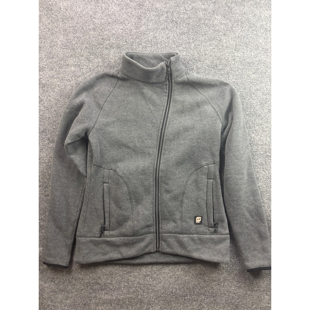 Orage Fleece Jacket Women Large Gray Asymmetrical Zip Mock Neck Performance